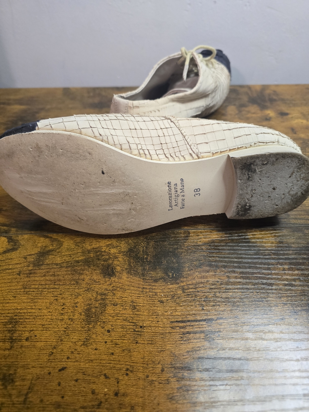 Papucei Woven Leather Flats Scale Texture Laced Contrast Toe EU 38 US 7.5-8 - Picture 6 of 6